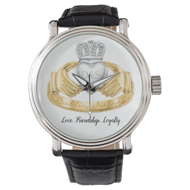 Relógio Anel de Amor Irlandês Claddagh (Frente)