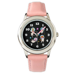 Relógio Animais de Astronauta Cuta Flutuando no Espaço