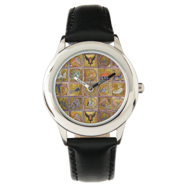 RELÓGIO ANIMAIS MÉDIOS BESTIÁRIOS, FANTÁSTICOS, AZUL VERME (Frente)