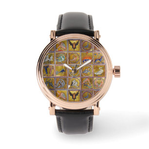 RELÓGIO ANIMAIS MÉDIOS BESTIÁRIOS, FANTÁSTICOS, AZUL VERME