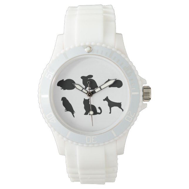 Relógio Animais Pretos Silhuettes Pet Tempo de Carinho (Frente)