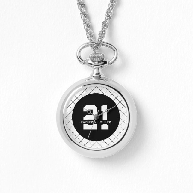 Relógio Aniversário de 21 anos personalizado moderno e ele (Frente)