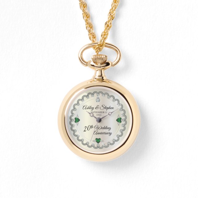 Relógio Aniversário de Casamento de 20 de Ouros Elegantes (Frente)