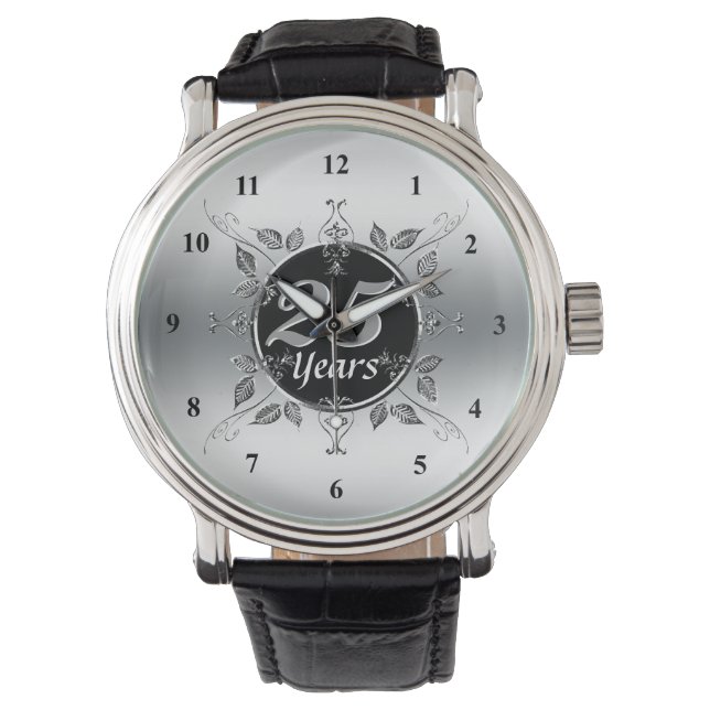 Relógio Aniversário de Casamento de 25 Silver | 25 Anos (Frente)