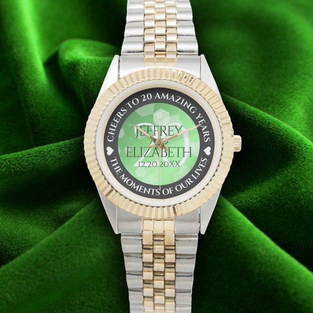 Relógio Aniversário de Casamento Elegante 20 Emerald (Elegant 20th Emerald Wedding Anniversary Wristwatch Cover Photo)