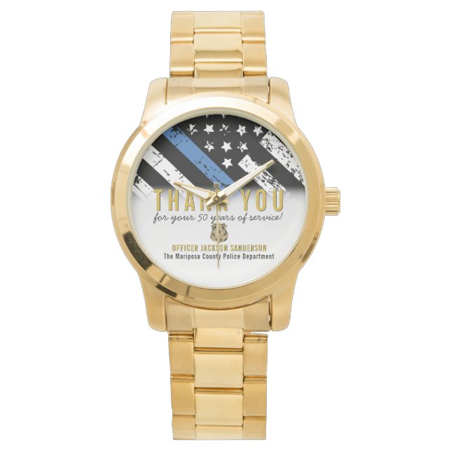 Relógio Aniversário de Reforma da Polícia - Linha Azul Fin (Frente)