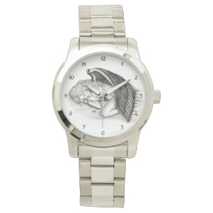 Relógio Anjo adormecido, preto e branco