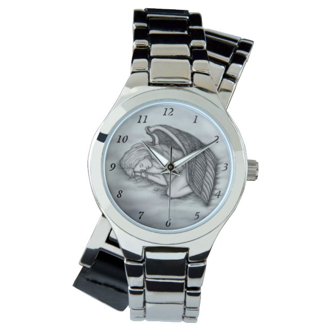 Relógio Anjo dormindo nas nuvens do céu (Frente)