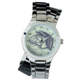 Relógio Anjo dormindo no céu nuvens em verde