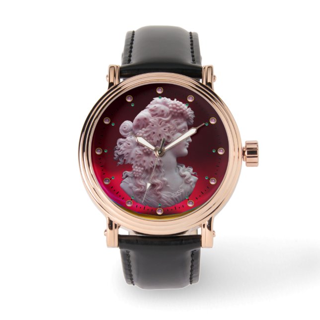 RELÓGIO ANTIQUE CAMEO, SENHORA COM UVAS E GRÁVINAS (Frente)