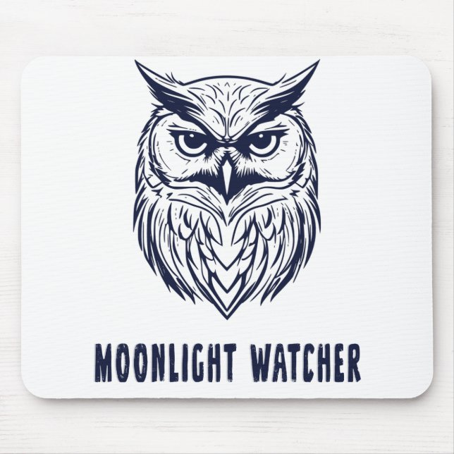 Relógio ao Luar - Design de Coruja - Mousepad (Frente)
