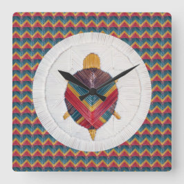 Relógio ao quadrado com Design Turtle Star Chevron