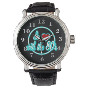 Relógio Apaixonado Pelo anos 80 Retro Blue Neon Logo Watch