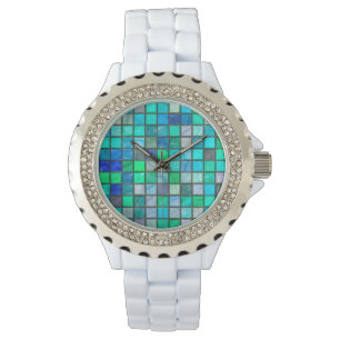 Relógio Aqua Azulejo & Rhinestone Watch por Julie Everhart