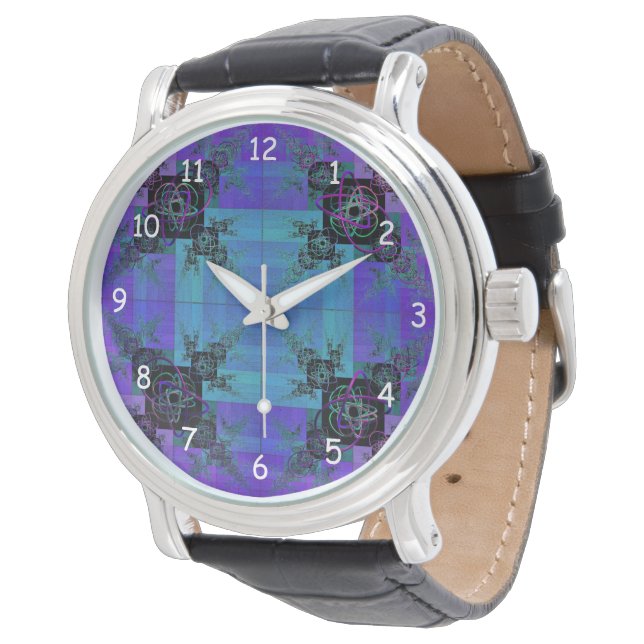Relógio Aqua e Lilac Fractal Joy Watch (Angular)