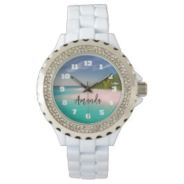 Relógio Aquamarine Ocean Tropical Beach Personalized