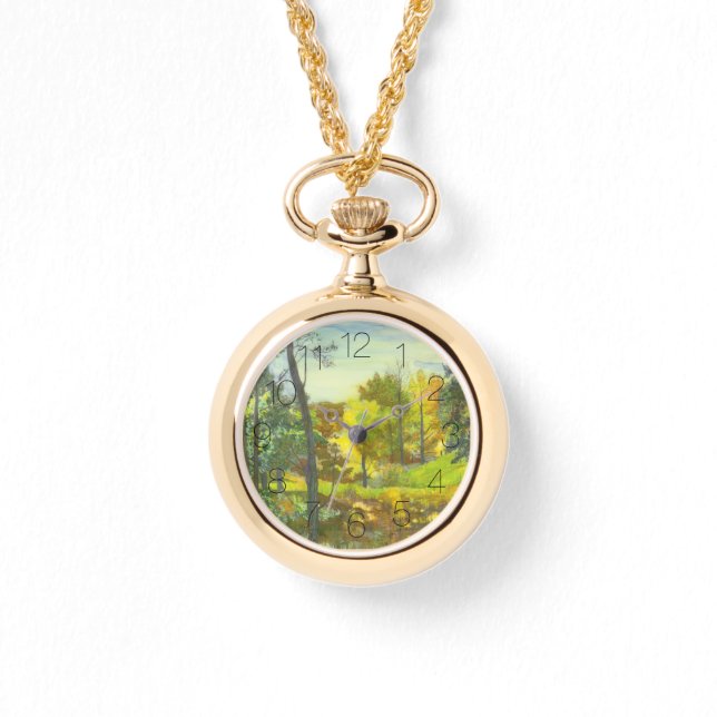 Relógio Aquarela de pintura em queda solar (Frente)