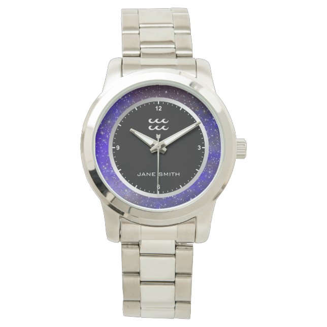 Relógio Aquarius Zodiac - Símbolo Símbolo Galáxico - Estre (Frente)