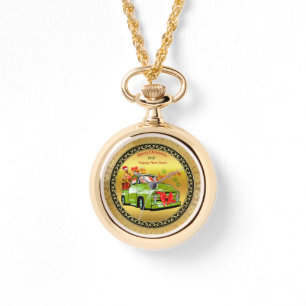 Relógio Aqui vem o caminhão de desfile de Natal com Papais