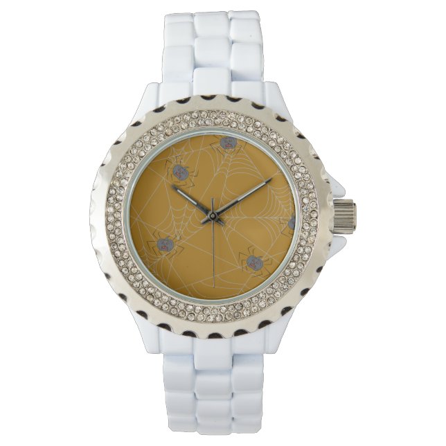 Relógio Aranhas do Dia das Bruxas e abóboras (Frente)