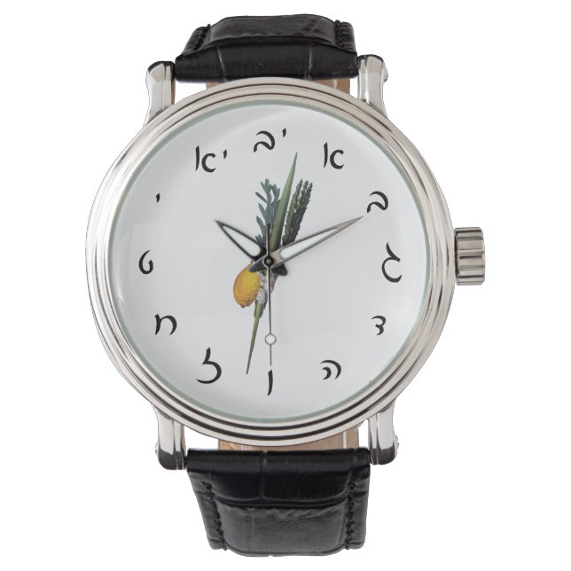 Relógio Arba Minim - Números de Script Hebraico (Frente)