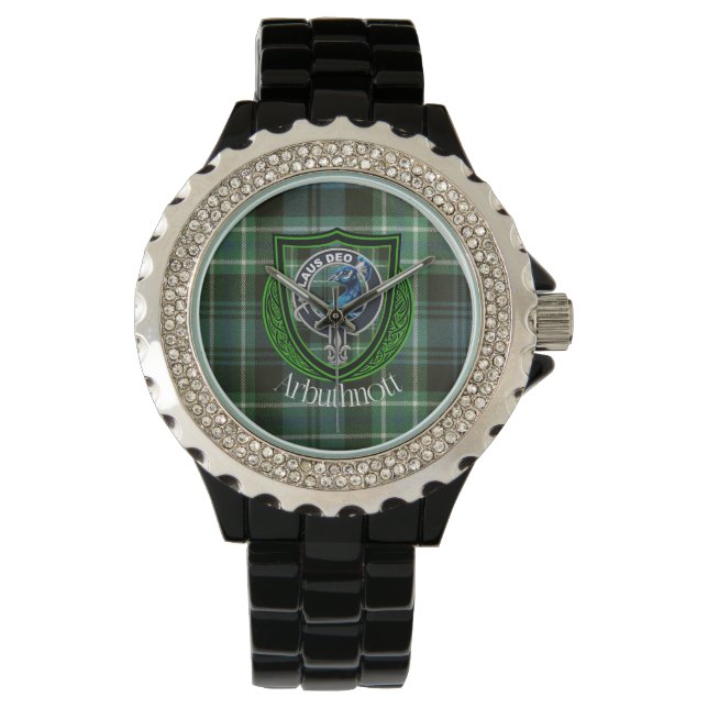 Relógio Arbuthnott Scottish Clan Tartan e Crest (Frente)