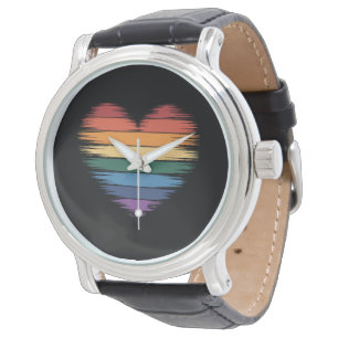 Relógio Arco-íris do Orgulho Estampa de Coração LGBT Orgul