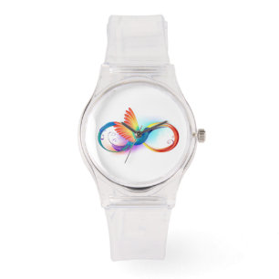 Relógio Arco-íris Hummingbird com símbolo Infinito