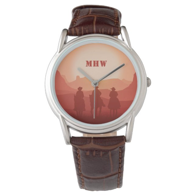 Relógio Arizona Monogramas personalizados sunset (Frente)