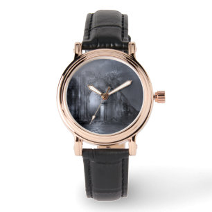 Relógio Arqueiro de Ruínas Góticas Escuras