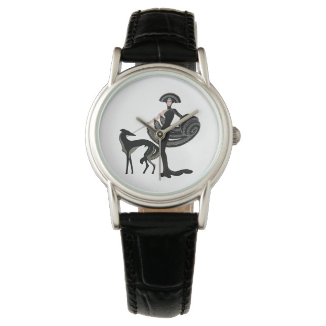 Relógio Art Deco Dog and Lady eWatch (Frente)