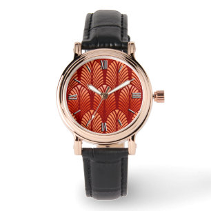 Relógio Art Deco Feather Standard, Mandarin Orange