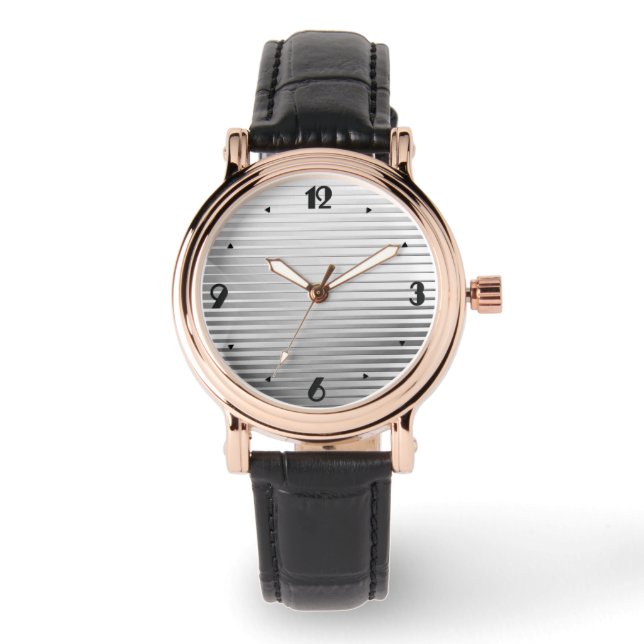 Relógio Art Deco Silver Satin Stripes (Frente)