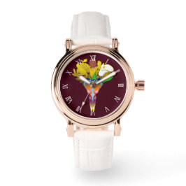 Relógio Art Deco Vase with Golden Flowers