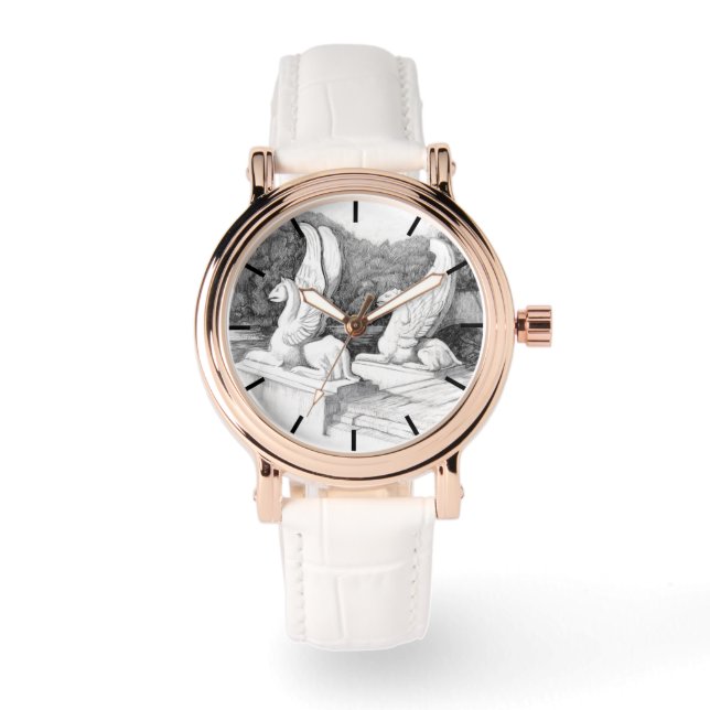 Relógio Arte a lápis monocromática da escultura de Griffin (Frente)