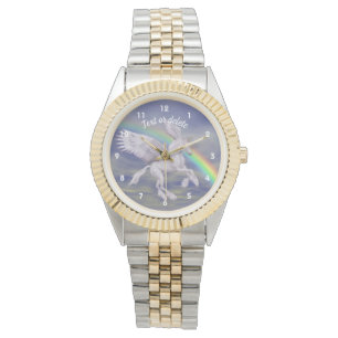 Relógio Arte Animal do Unicórn Rainbow Personalizada