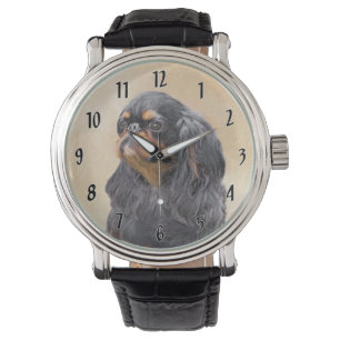 Relógio Arte Animal Original Pintura Inglesa Toy Spaniel