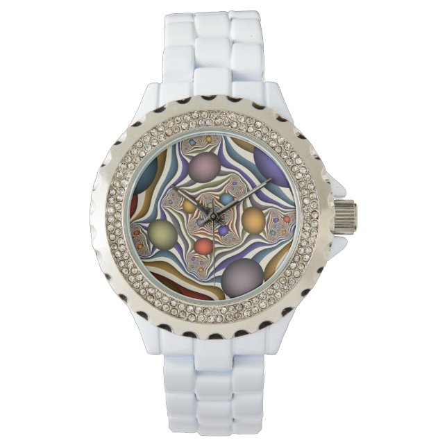 Relógio Arte Fractal Abstrato Colorida (Frente)