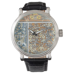 Relógio Arte Nova Floral Vintage, Flores de Pontas de Seta