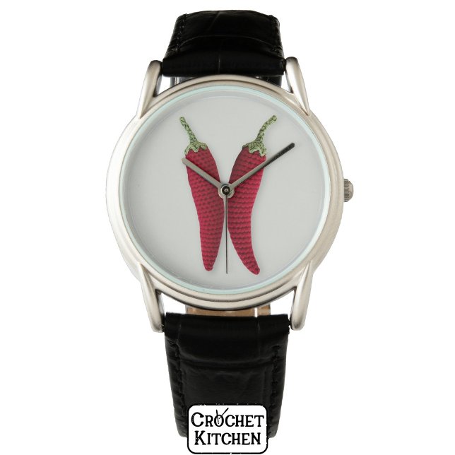 Relógio Artesanatos do Mínimo Crochet Jalapeno Knit Vermel (Criador carregado)