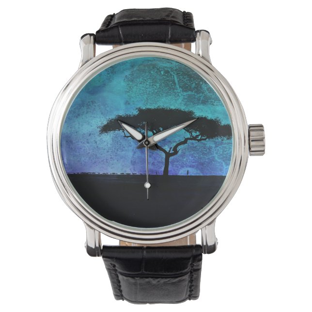 Relógio Árvore Acácia Africana e Agricultor (Frente)