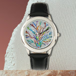 Relógio Árvore Colorida<br><div class="desc">Este relógio único é decorado com um design de mosaico colorido. Mosaico original © Michele Davies.</div>