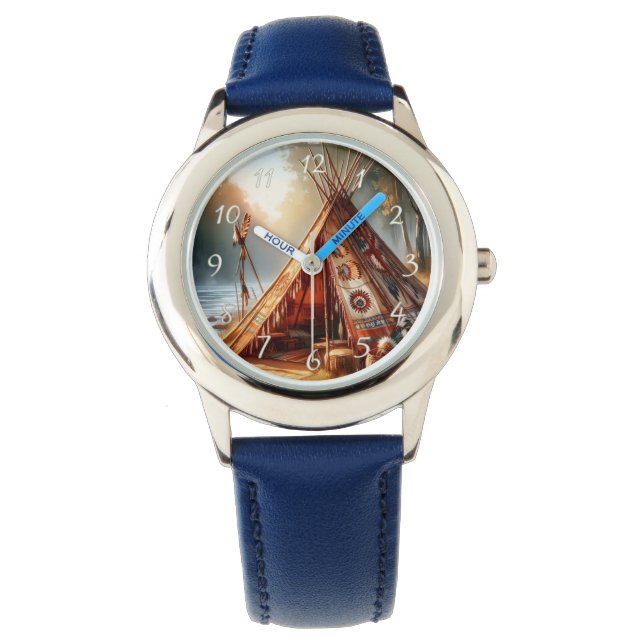 Relógio Árvore indígena tranquilo por um rio sereno (Frente)