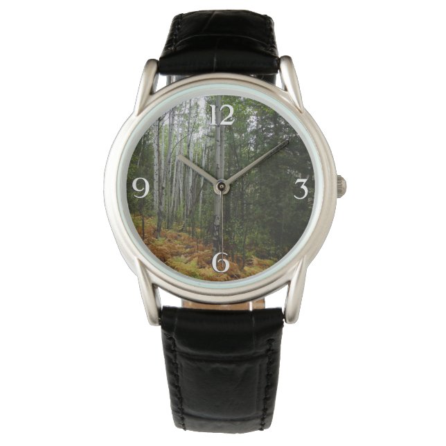 Relógio Árvores Brancas e Fall Ferns na Montanha Rochosa (Frente)