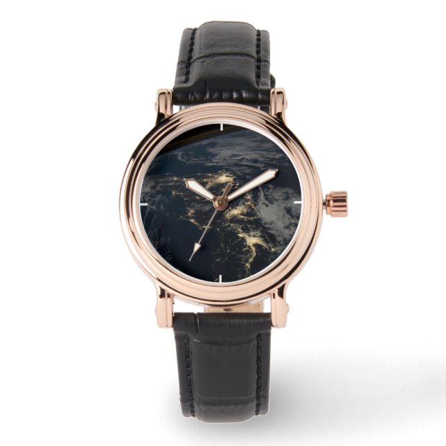 Relógio As Luzes Da Cidade Do Japão À Noite. (Frente)