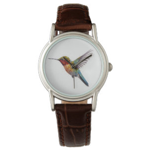Relógio Asas Arco-Íris: Arte de Hummingbird Vibrante