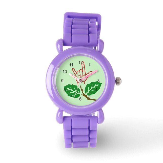 Relógio ASL I Love You Flower Watch (Frente)