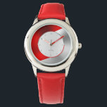 Relógio Aspecto geométrico dos falsos vermelhos e prateado<br><div class="desc">Prata metálica vermelha e falsa,  design geométrica moderna.</div>