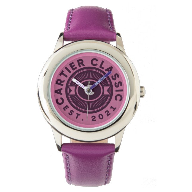 Relógio Assinatura Clássica Cartier Roxo (Frente)