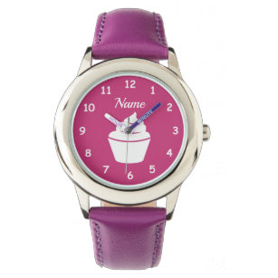 Relógio Assistente de garota personalizada com design rosa